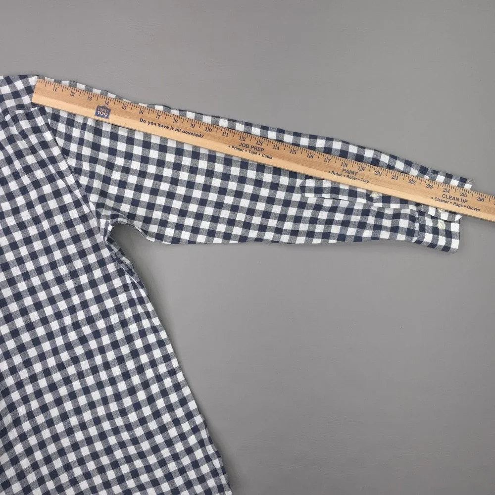 Banana Republic Shirt Mens Large Blue Gingham Long Sleeve Linen Slim Fit Casual